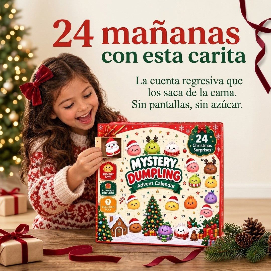 Niña abriendo una puerta del calendario